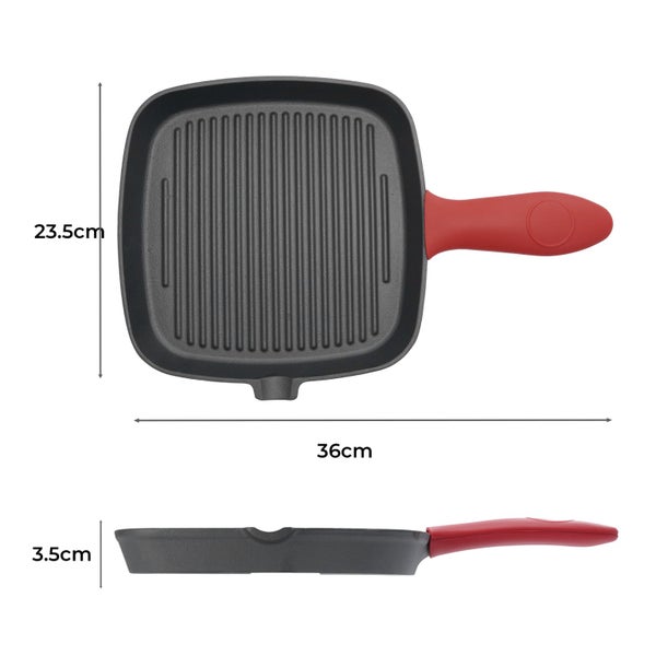 Toque Cast Iron Square Grill Pan with Spouts BBQ Skillet Cookware Kitchen Carousel 2