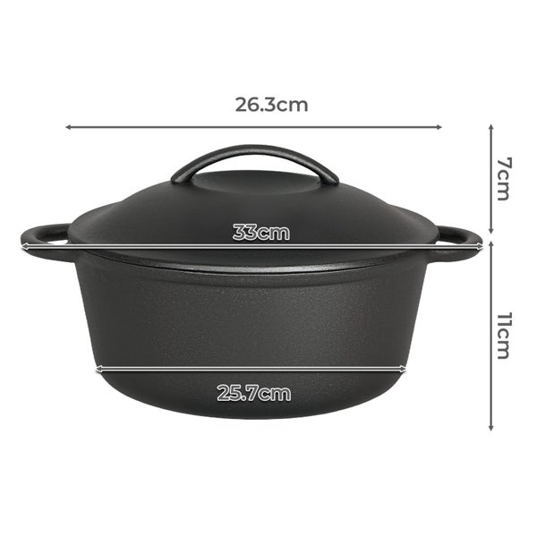 Toque 6.6L Cast Iron Dutch Oven Heavy Duty Casserole Pot With Lid Kitchen Carousel 2