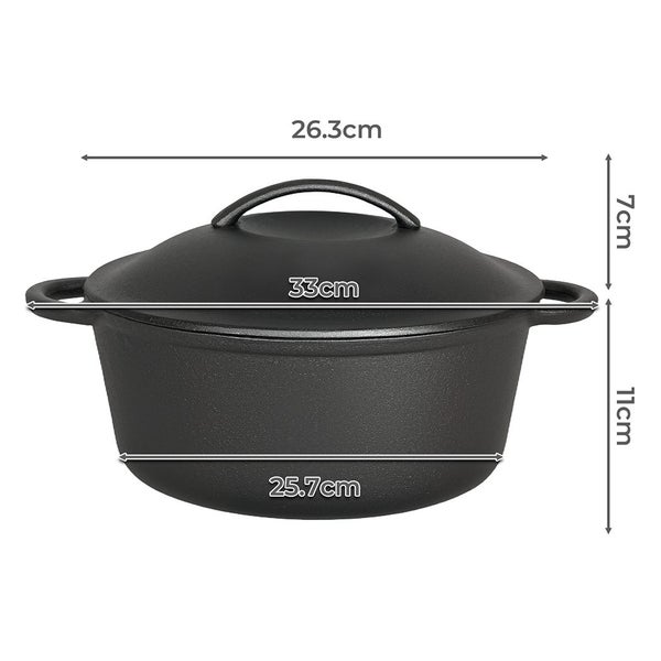 Toque 6.6L Cast Iron Dutch Oven Heavy Duty Casserole Pot With Lid Kitchen Carousel 9