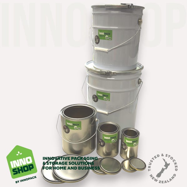 4 LTR SILVER RND PE LINED STEEL TIN & LID - TRIPLE TIGHT (24/CARTON) $6.48 each Carousel 3