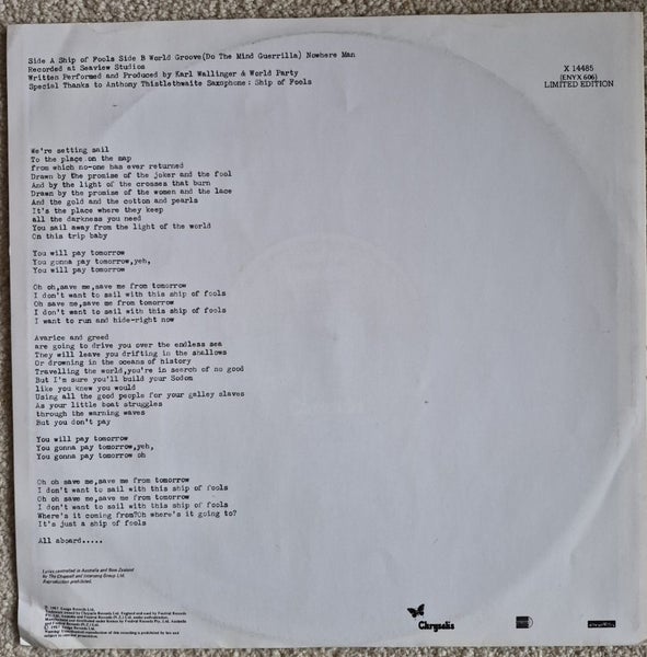 World Party - Ship Of Fools 12" Carousel 2