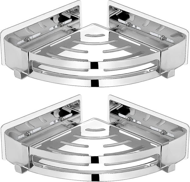 2 Pieces No Drilling Corner Shower Shelf, Stainless Steel Bathroom Hanging Shelf Carousel 1