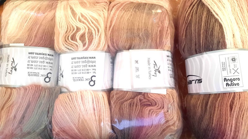 Knitting yarn - Angora blend - 3 x 100g balls - cream pink beige brown Carousel 3