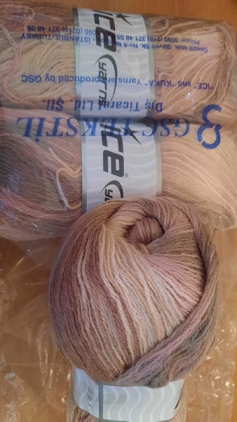 Knitting yarn - Angora blend - 3 x 100g balls - beige pink brown Carousel 1