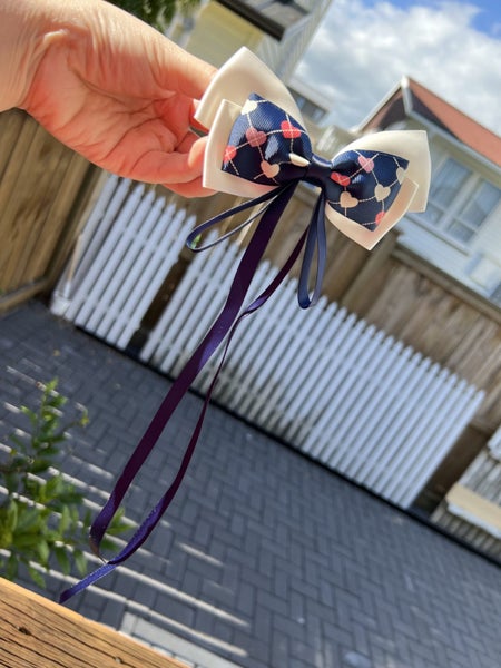 Hair Clip - Bow / 8cm / Blue / Little Heart Carousel 2