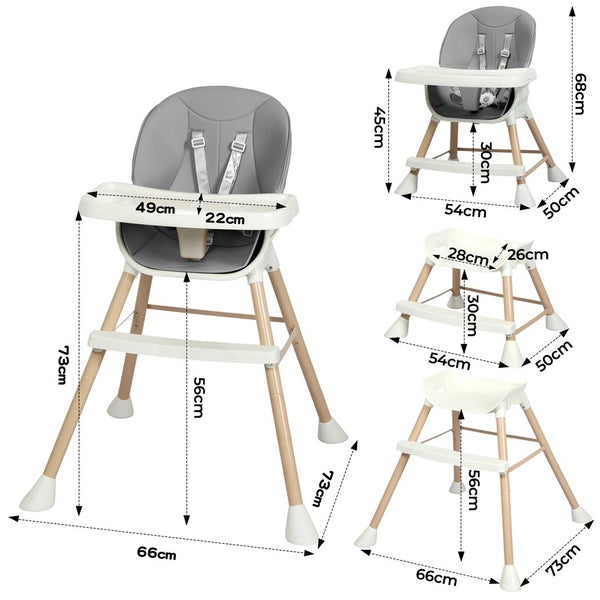 Bopeep Baby High Chair 6-In-1 Removable Seat and Trays Adjustable Height Eating Carousel 2