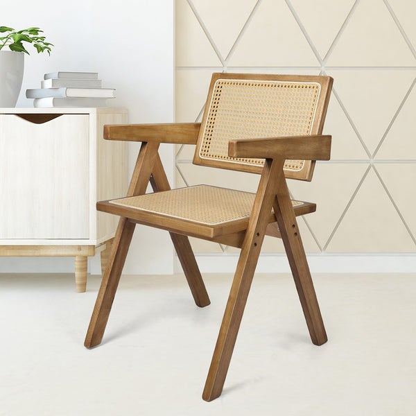 Levede 1x Armchair Dining Chair Wicker Wooden Chairs Rattan Accent Lounge Seat Carousel 1