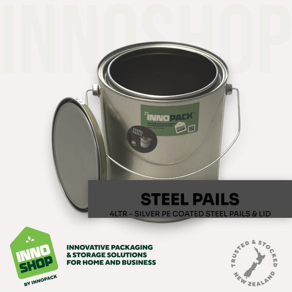 4L SILVER RND PE LINED TIN & LID - TRIPLE TIGHT FORMAT (24/CARTON) $6.48 each