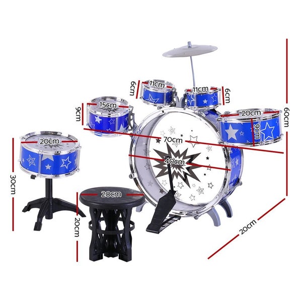 Keezi 11 Piece Kids Drum Set Carousel 1