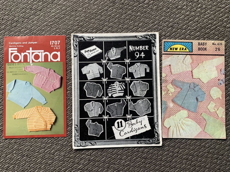 Vintage Baby Knitting Pattern Book Lot Fontana New Era Cardigans x 3 Carousel 1