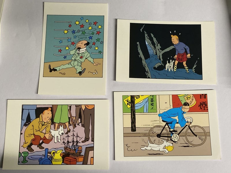 Tintin Postcard Set (4) Official Moulinsart Editions Classic Scenes Carousel 1