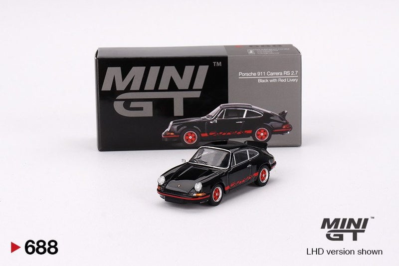 Mini GT Porsche 911 Carrera RS 2.7 Black with Red Livery Carousel 1