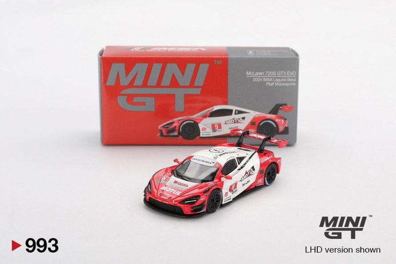Mini GT McLaren 720S GT3 Evo Pfaff Motorsports 2024 IMSA Laguna Seca Carousel 1
