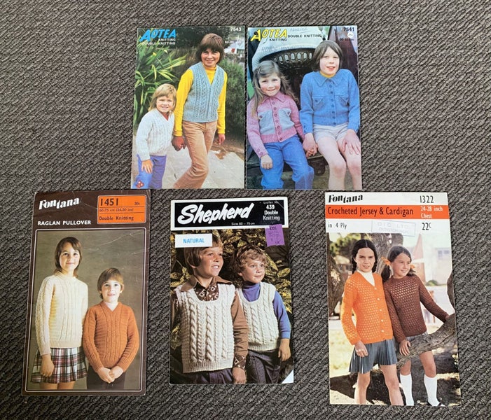 Vintage Children Knitting Patterns Bundle Aotea Fontana Shepherd x6 Carousel 1