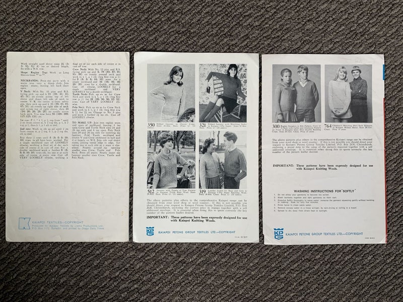 Vintage Aotea Fontana Alcea Youth Knitting Patterns Ski Sweaters Lot x3 Carousel 3