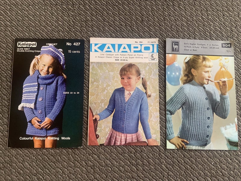 Vintage Children’s Knitting Patterns Kaiapoi Llama Cardigans Set 3 Carousel 1