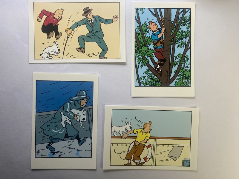 4 TINTIN POSTCARDS - The Adventures of Tintin COLLECTABLE POST CARDS Carousel 1