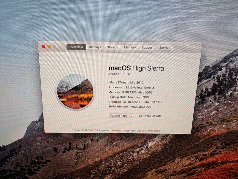 iMac 27 inch, Mid 2010. 3.2GHz Intel Core i3. 8GB RAM 1TB SSD Carousel 2