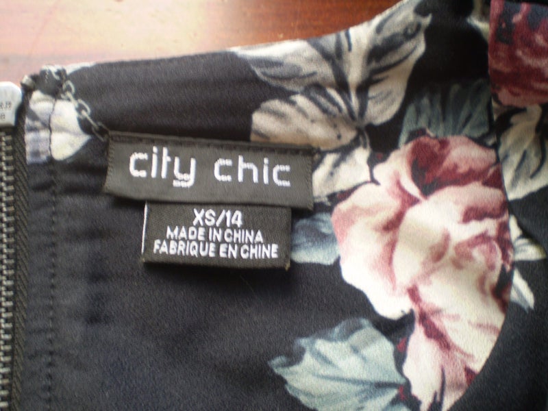 CITY CHIC DESIGNER VINTAGE STYLE BLACK/PINK ROSES 3/4 DRESS 14/16 Carousel 7