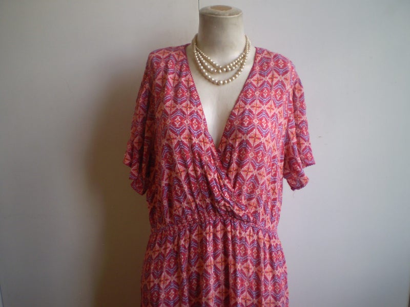 MONSOON UK DESIGNER BOHO PINK/ORANGE PAISLEEY/FLORAL MAXI DRESS 18 Carousel 2