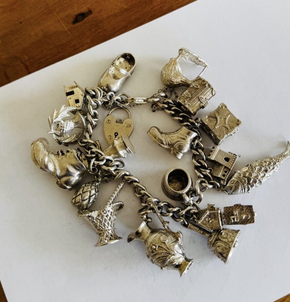 Heavy Vintage Silver Charm Bracelet Carousel 2