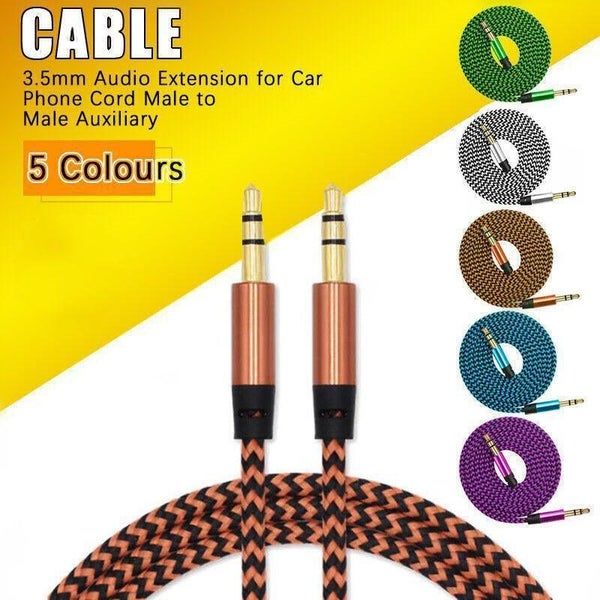 Aux Cable 3.5Mm Stereo Audio Input Extension Male To Auxiliary Car Cord - White Carousel 2
