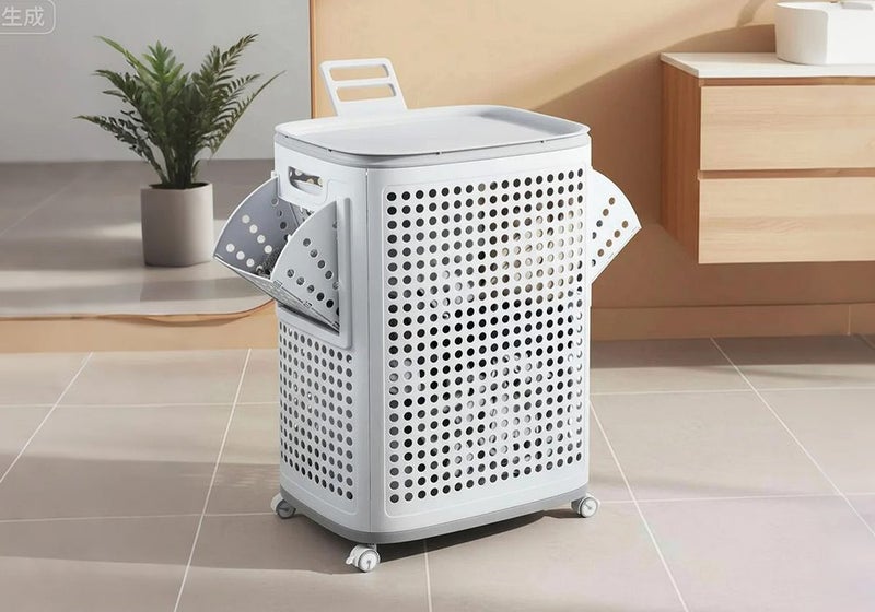 80L Laundry Basket Hamper Washing Towel Clothes Storage Organiser Bin Carousel 2