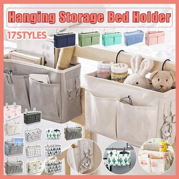 Hanging Bedside Storage Caddy With Pockets For Bunk Dorm Couch Organizing Grey T Carousel 2