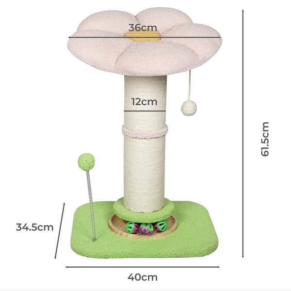 Pawz Cat Scratching Post Flower 61.5cm Cat Tree Tower Sisal Scratch Post Pink Carousel 9