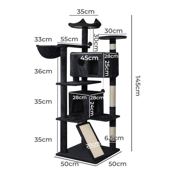 Pawz Cat Tree Tower Scratching Post Scratcher 145cm Climbing Tree House Bed Carousel 9