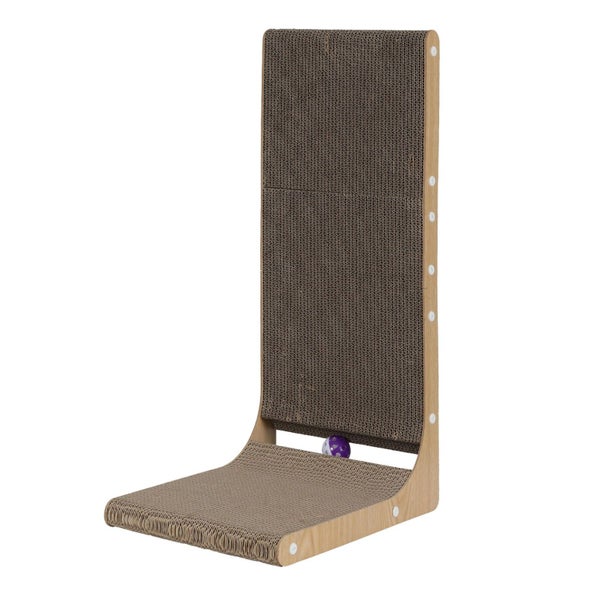 Pawz Cat Scratcher Board Bed L-Shaped Scratching Cardboard Ball Toy 68cm High Carousel 1