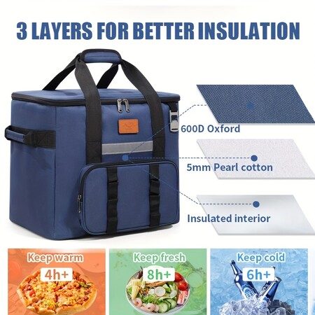 Freshness Ice Pack Lunch Bag,Large Capacity Multi-Pocket Portable Handbag,Cooler Carousel 2