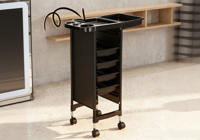 6 Tier Hair Salon Trolley Pull Out Trays Tool Storage Cart Carousel 2