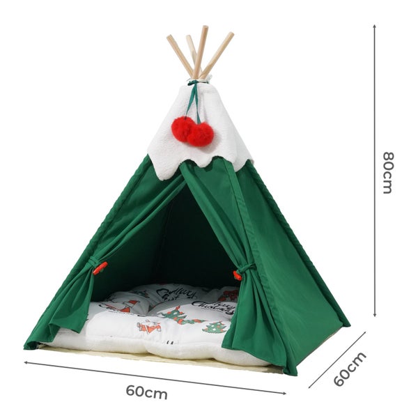 Pawz Pet Tent House Pet Teepee Dog Cat Tent Bed Washable Portable Indoor Green L Carousel 2