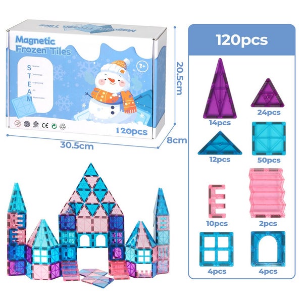 Bopeep Magnetic Tiles Blocks Frozen Toys Building Play for Kids STEM 120Pcs Carousel 2