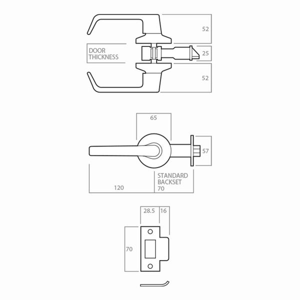 Lockwood 950 Series Storeroom Escape Lever Set Satin Chrome Fire Rated KD 958SC Carousel 2