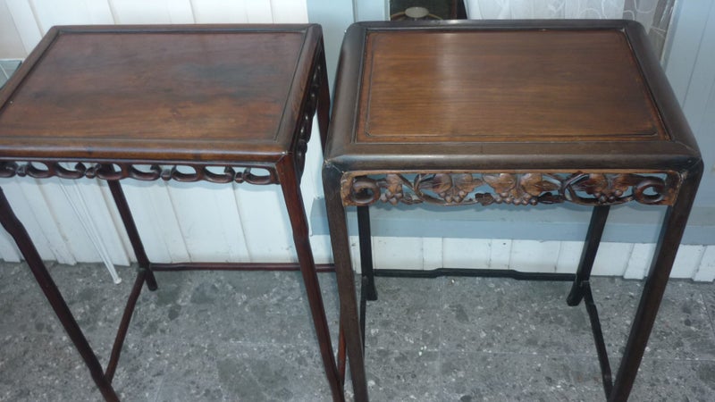 2 ORIENTAL TEAK BEDSIDE OR SIDE TABLES Carousel 1