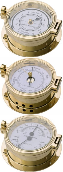 NZ Retailer -Royal Mariner Tide clock. Baro .Thermo hygrometer. SOLID cast brass Carousel 2