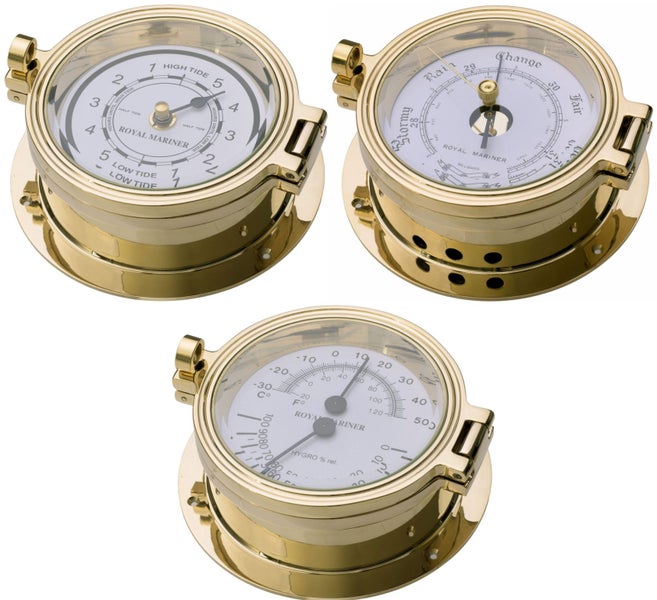NZ Retailer -Royal Mariner Tide clock. Baro .Thermo hygrometer. SOLID cast brass Carousel 1