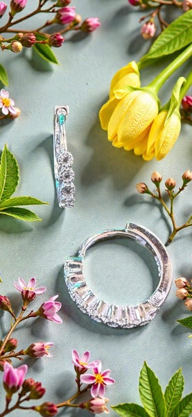 Sterling Silver Hoop Zirconia Inlaid Earrings Carousel 1