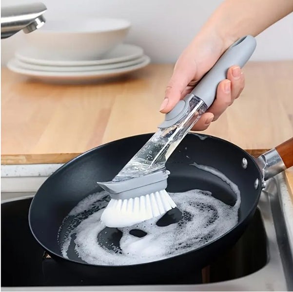 Kitchen Cleaning Brush with Semi-Automatic Liquid Dispenser, Pot Brush #DG107 Carousel 1