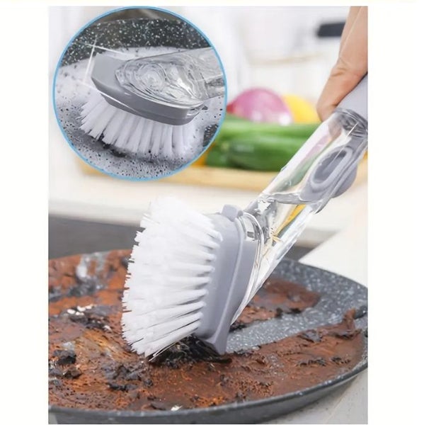 Kitchen Cleaning Brush with Semi-Automatic Liquid Dispenser, Pot Brush #DG107 Carousel 2