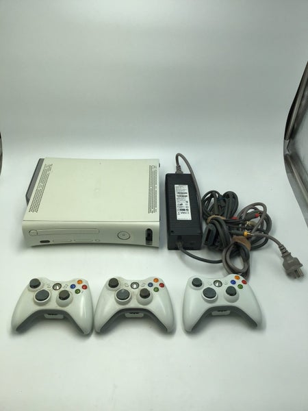 * White Xbox 360 Console w/ 3 Controllers & Cables! * Carousel 1
