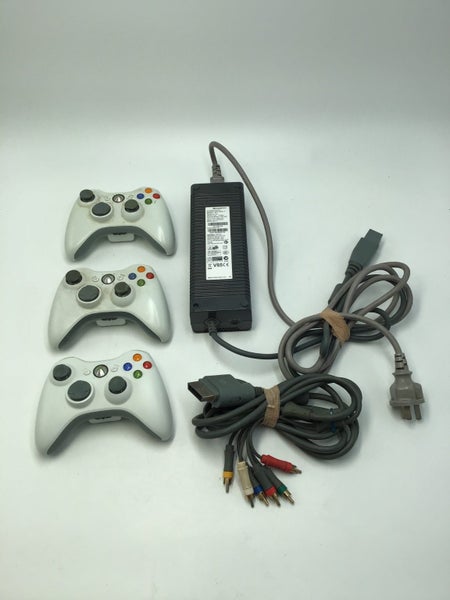 * White Xbox 360 Console w/ 3 Controllers & Cables! * Carousel 4