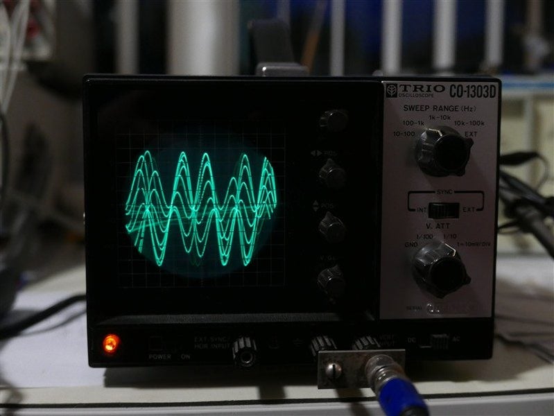 Trio Oscilloscope modified with dual tone generator for station monitoring Carousel 2