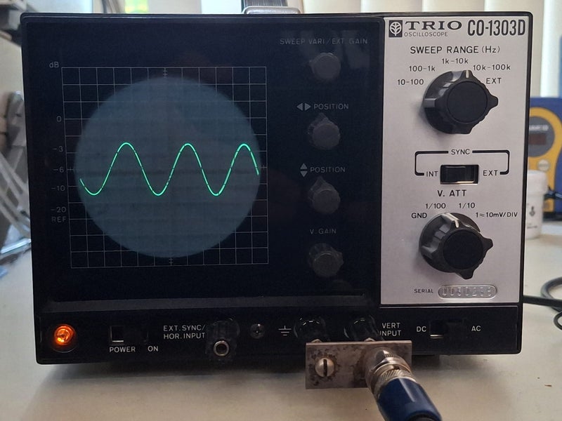 Trio Oscilloscope modified with dual tone generator for station monitoring Carousel 1