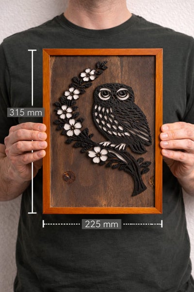 Morepork (Ruru) Layered Wall Art – A4 | NZ Handmade Carousel 4