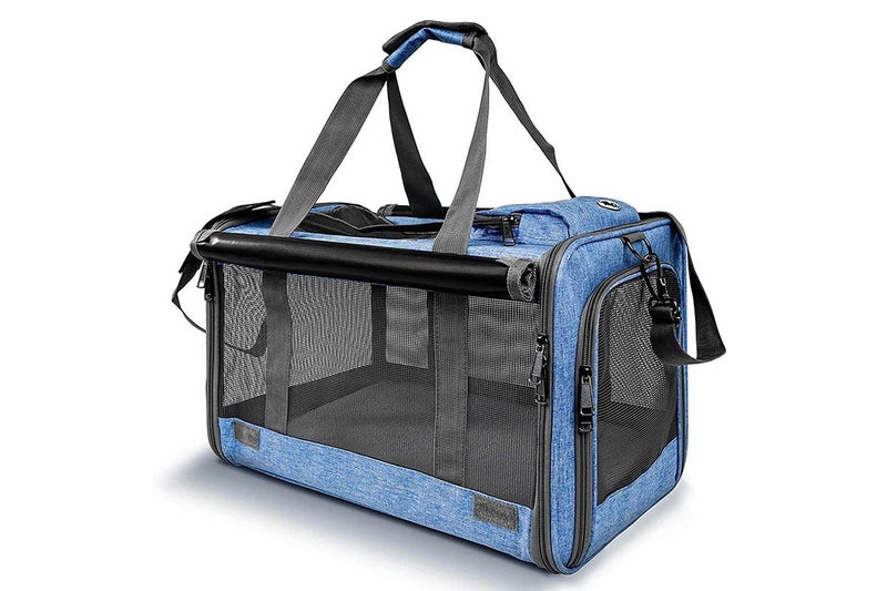 Pet Carrier for Large Cats Dog Carrier Privacy Protection for Travel-blue Carousel 2