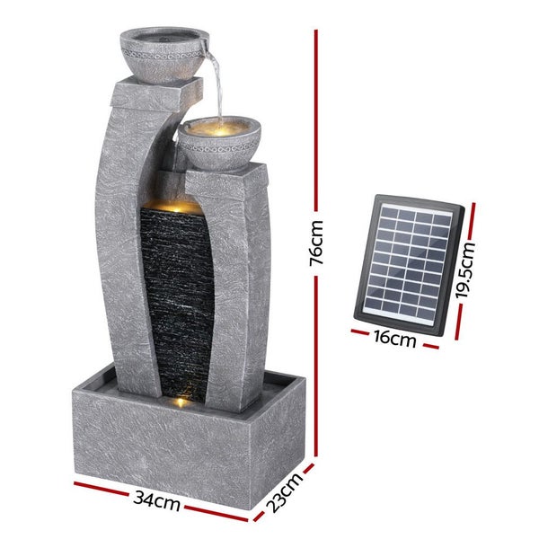 Solar Fountain Water Feature Outdoor Fountain Indoor 3-Tier Cascading Grey Carousel 2