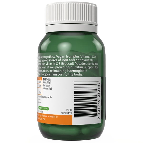 Naturopathica Vegan Iron Plus Vitamin C & Broccoli Powder 30s Carousel 2